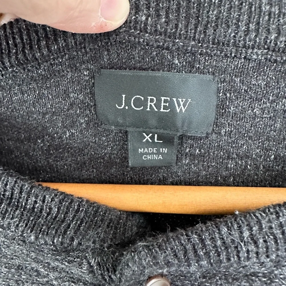 J Crew Henley Cotton Mens XL Long Sleeve Gray Pullover Knit Sweater Outdoor‎